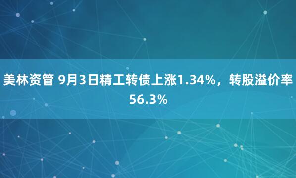 美林资管 9月3日精工转债上涨1.34%，转股溢价率56.3%