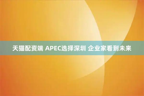 天猫配资端 APEC选择深圳 企业家看到未来