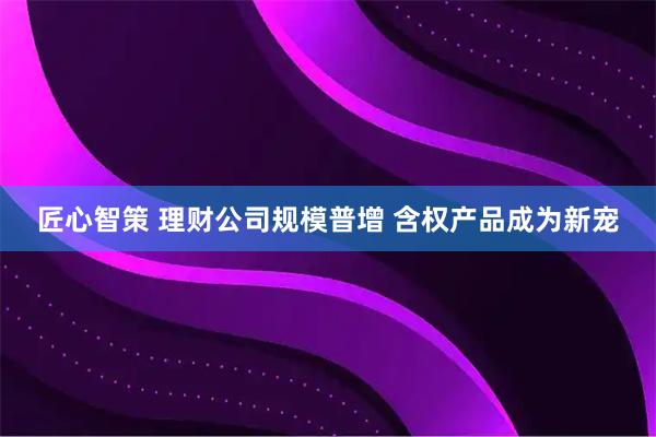 匠心智策 理财公司规模普增 含权产品成为新宠